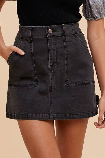 Denim Mini Skirt in Black