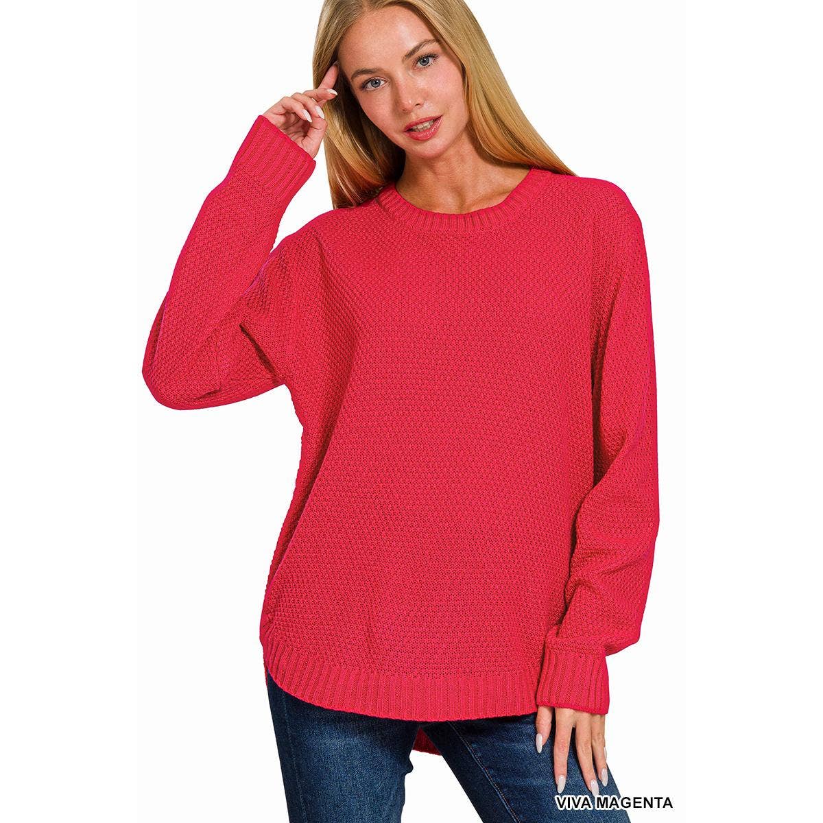 Basic Sweater in Magenta