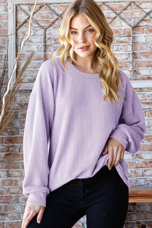 Solid Ribbed Top in Lavender
