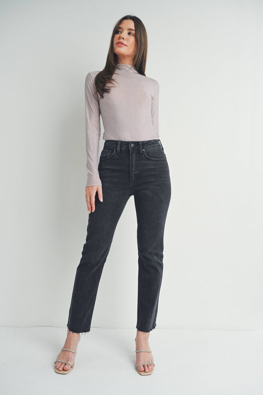 Cropped Straight Denim in Black