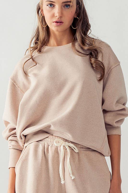 Relaxed Fit Sweatshirt in Tan