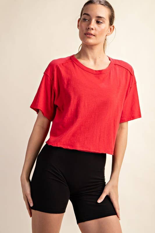 PLUS Short Sleeve Crop in Ruby